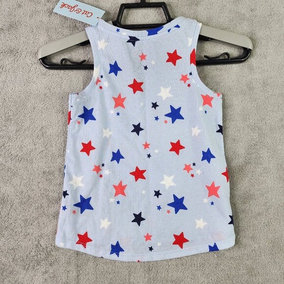 Toddler Girls Cat & Jack Blue Red White Star Tank Top Sleeveless Size 3T - Picture 3 of 6